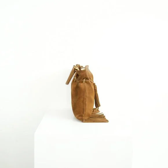 Saint Laurent Brown Suede Fringe Crossbody Bag - Picture 3 of 8